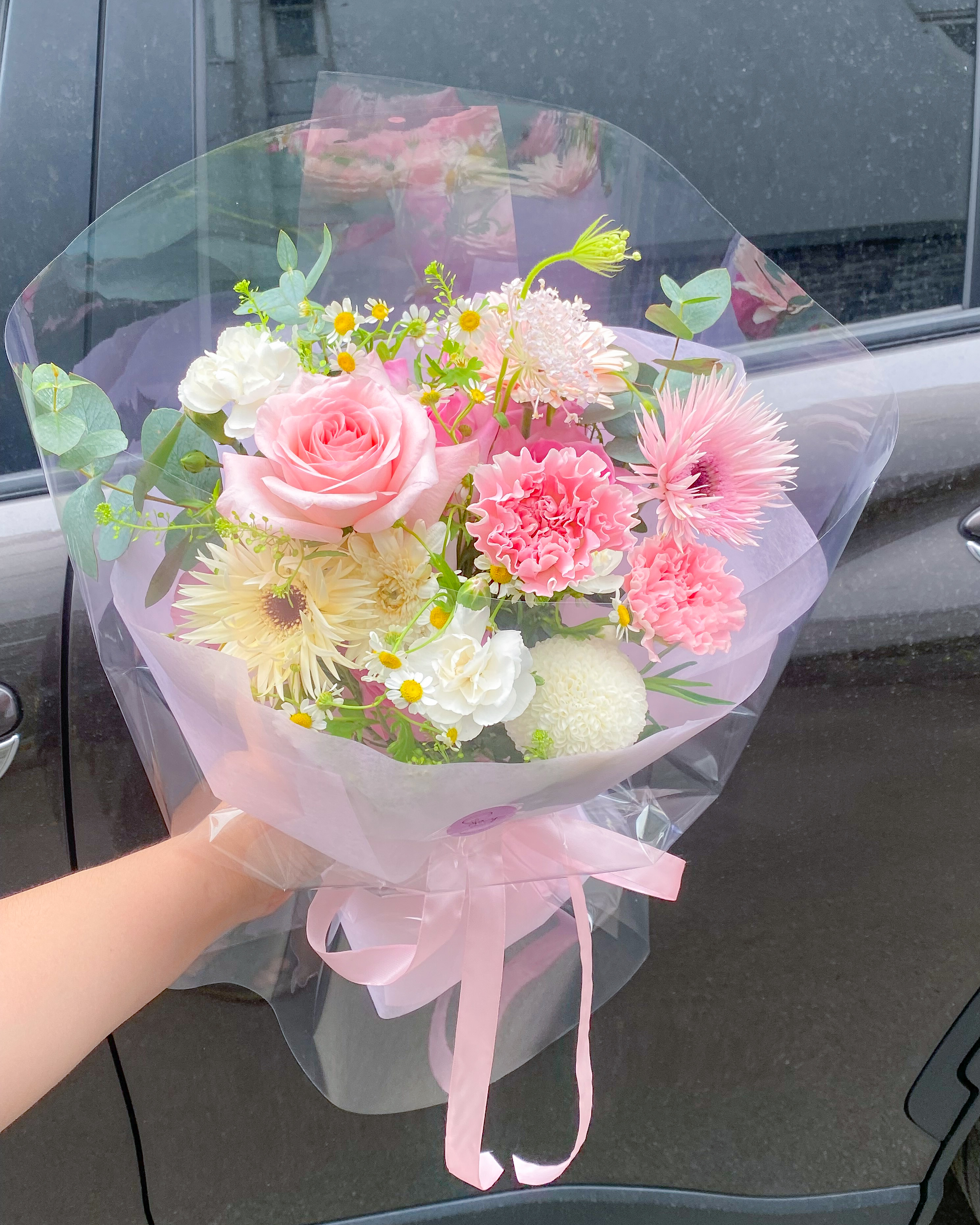 Bó hoa Hàn giấy kính trong 2